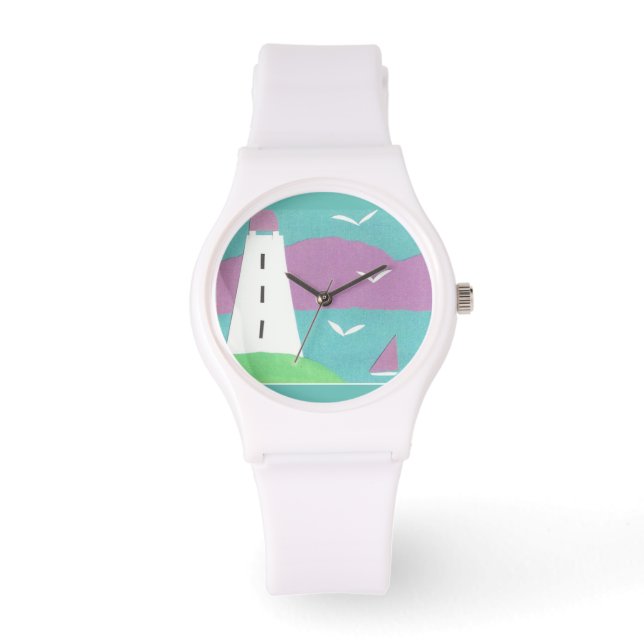 White Watch with Lighthouse Design (Front)