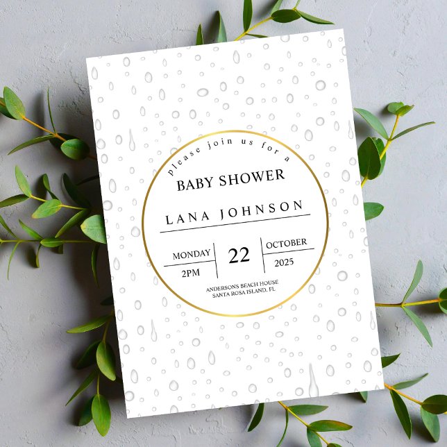 white water drops pattern  Watercolor baby shower  Invitation (Creator Uploaded)