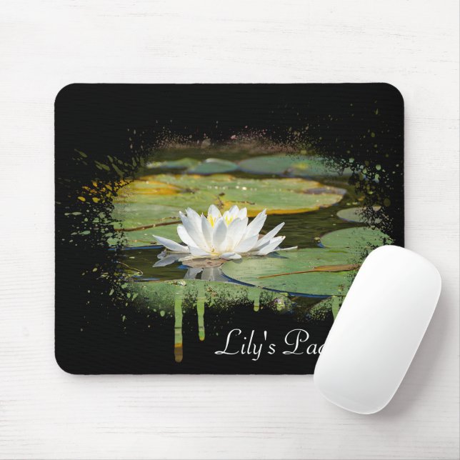 White Water Lily Abstract Mouse Pad (With Mouse)