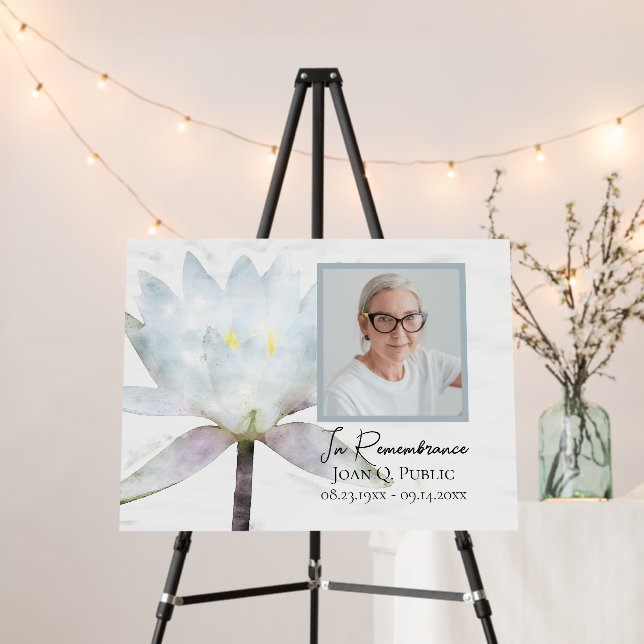 White Water Lily Celebration of Life Funeral Foam Board (In Situ (Stand))