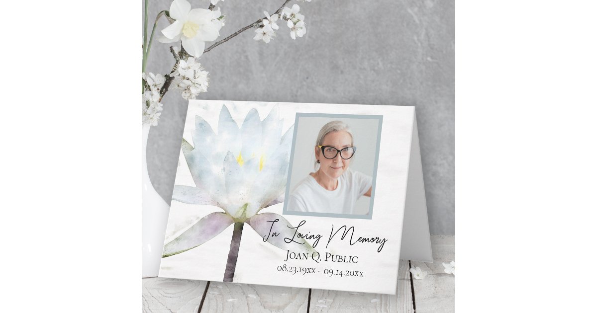 White Water Lily Flower Funeral Sympathy Thank You Card | Zazzle