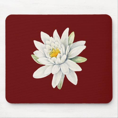 White water lily flower mouse pad