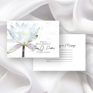 White Water Lily Flower Share a Memory Funeral Note Card