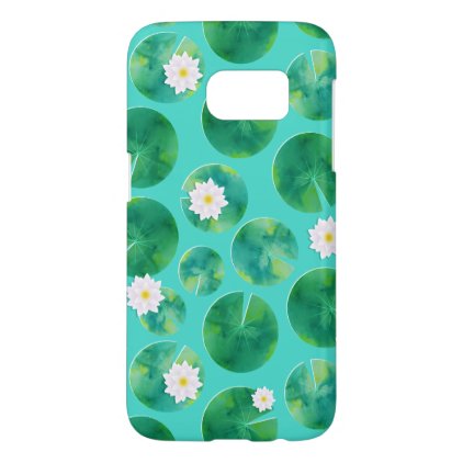 White Water Lily Flowers &amp; Lily Pad Pattern Samsung Galaxy S7 Case