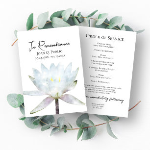 White Water Lily Funeral Memorial Service Program