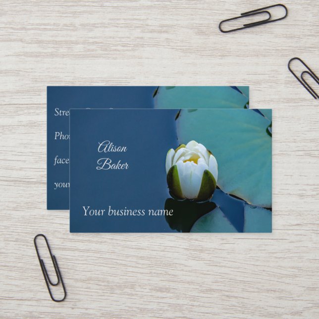 White water lily in the pond  business card (Front/Back In Situ)