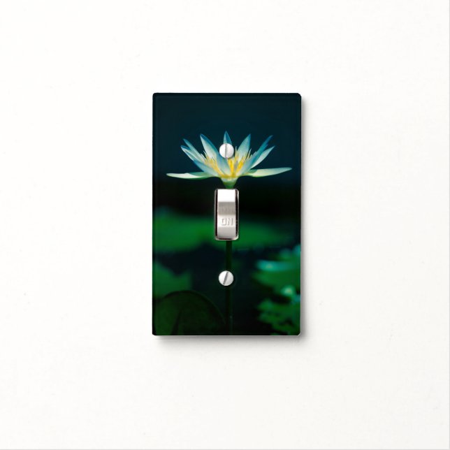 White Water Lily Light Switch Cover (In Situ)