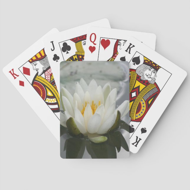 White Water Lily Lotus Blossom Flower  Poker Cards (Back)