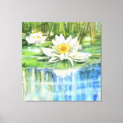 White Water Lily Nymphaea alba _ Original Painting Canvas Print