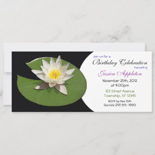 White Water Lily Pad Birthday Invitation