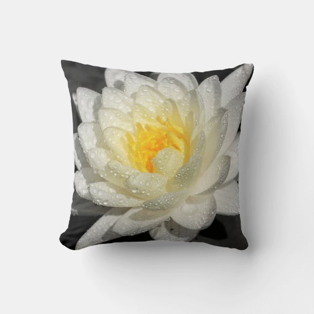 White Water Lily Photograph Throw Pillow (Front)