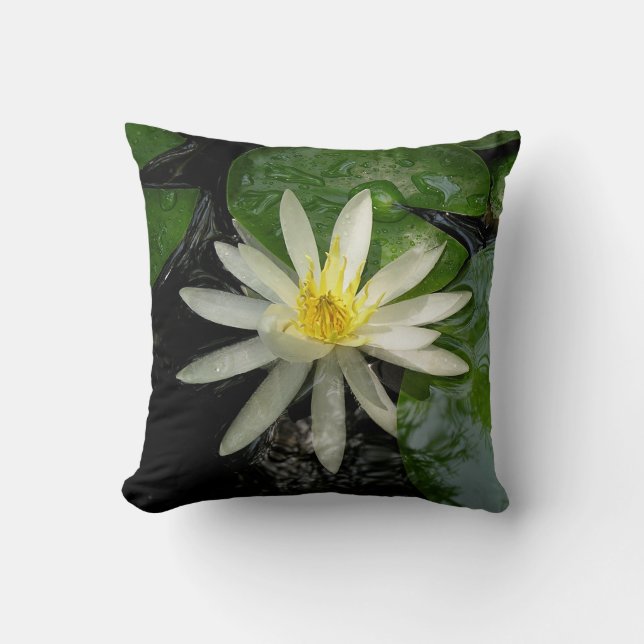 White Water Lily Photograph Throw Pillow (Front)