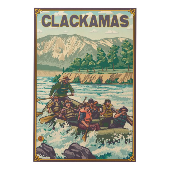 White Water Rafting - Clackamas, Oregon Wood Wall Art (Front)