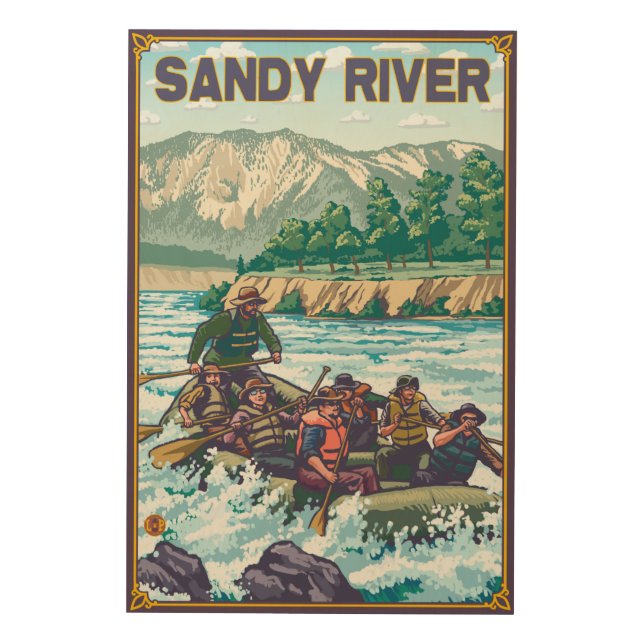 White Water Rafting - Sandy River, Oregon Wood Wall Decor (Front)