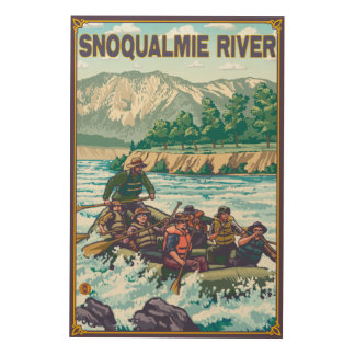 White Water Rafting - Snoqualmie River, Wood Wall Art