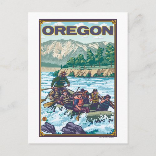 White Water Rafting_ Vintage Travel Poster Postcard