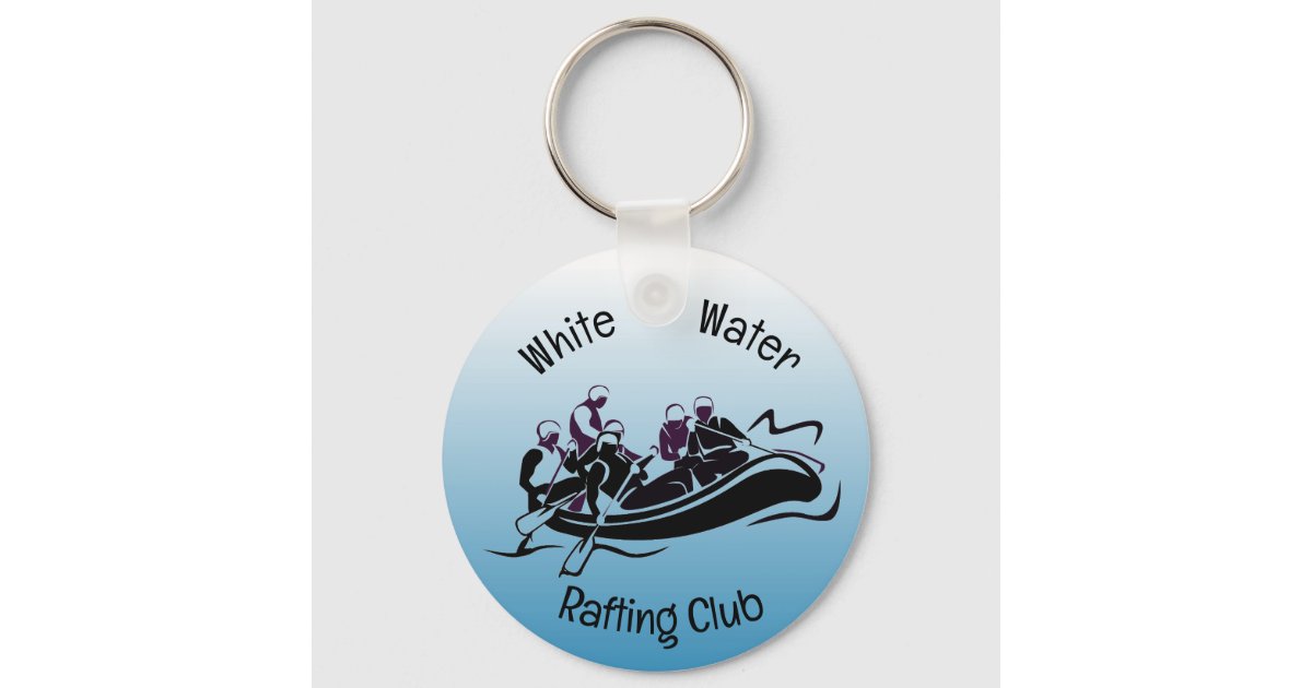 River Key Chain White Water River Rafting Design Button Keychain | Zazzle