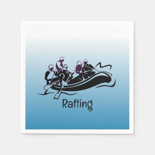 White Water River Rafting Design Paper Napkins