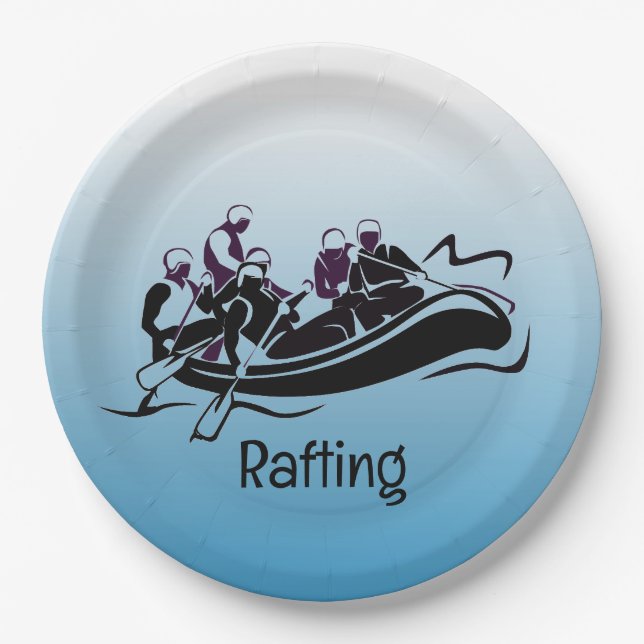 White Water River Rafting Design  Paper Plates (Front)
