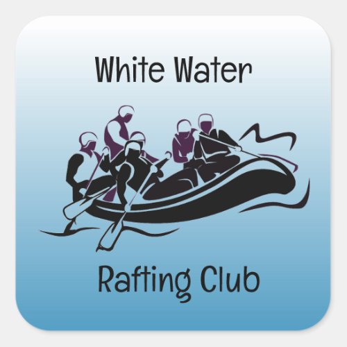 White Water River Rafting Design Square Sticker