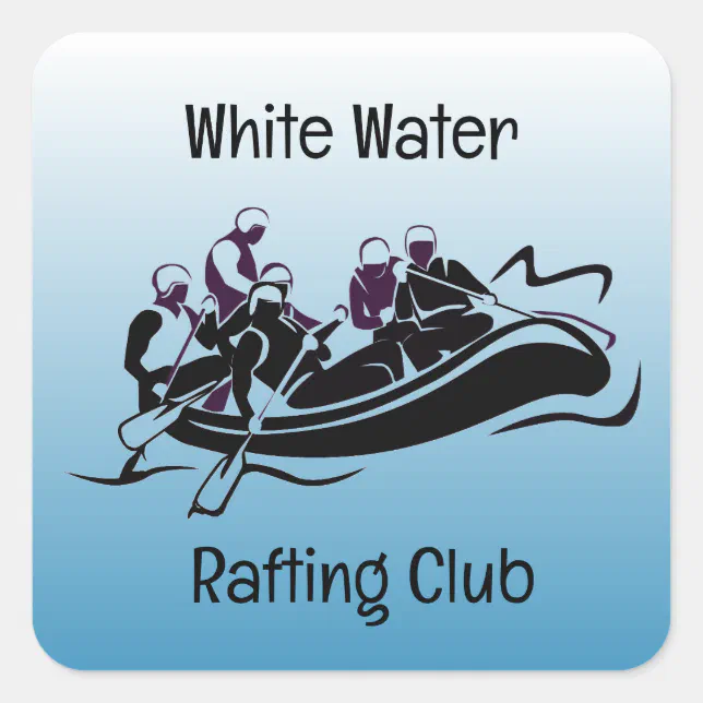 River Raft Sticker White Water River Rafting Design Square Sticker | Zazzle