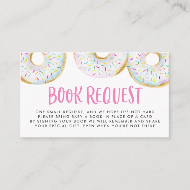 White Watercolor Donuts Sprinkles Book Request Enclosure Card (Front)