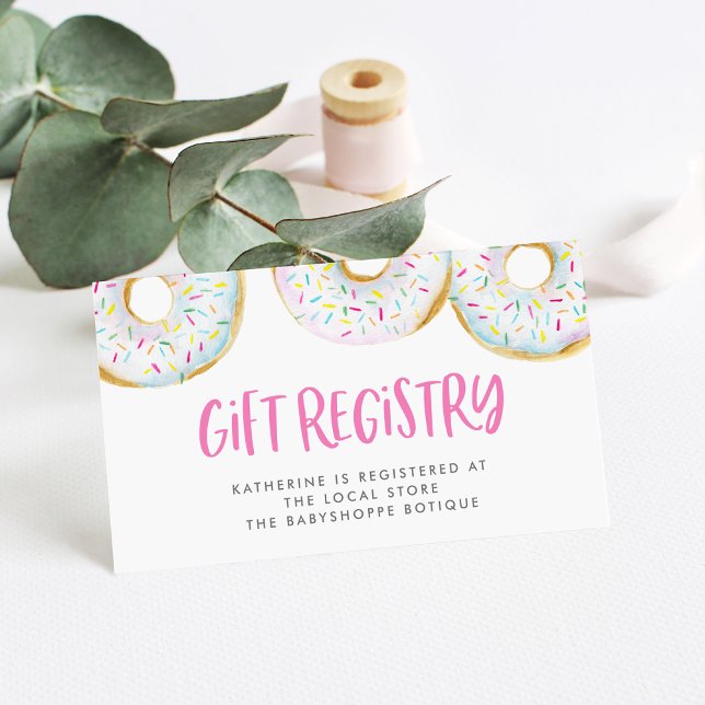 White Watercolor Donuts Sprinkles Gift Registry Enclosure Card (Creator Uploaded)