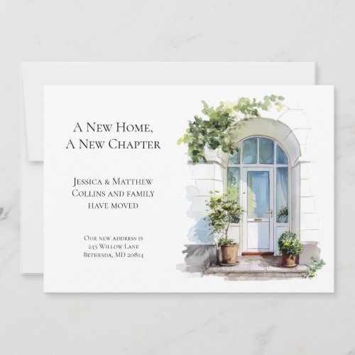 White Watercolor Door We've Moved New Home Moving Announcement