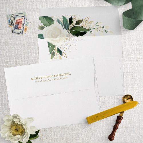 White Watercolor Floral Envelope