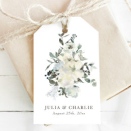 White Watercolor Floral Wedding Favor Tags