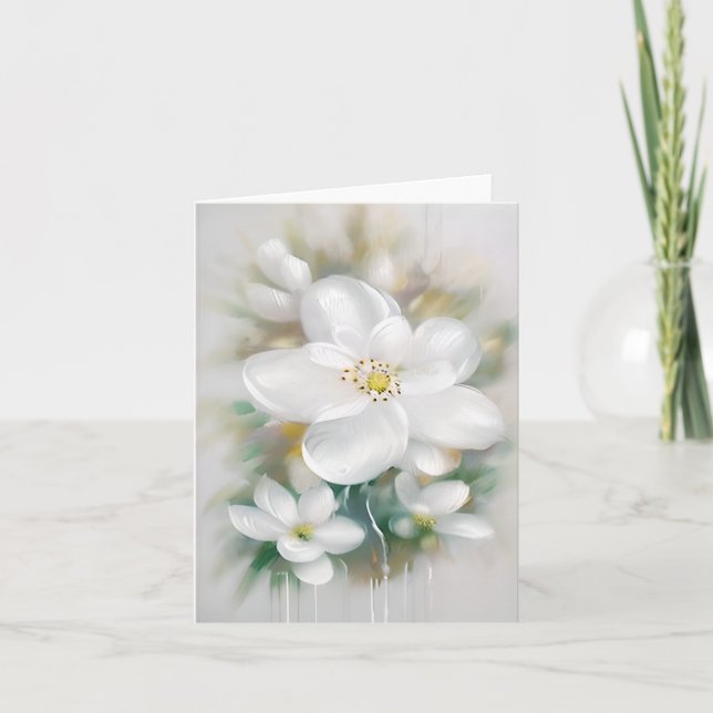 White watercolor flowers customizable card (Front)