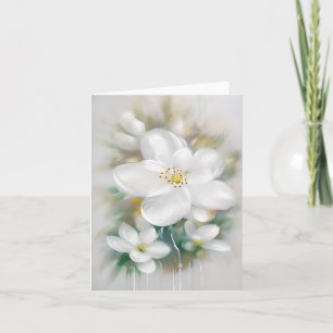 White watercolor flowers customizable card