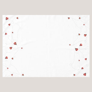 White Watercolor Fluttering Ladybugs Tablecloth