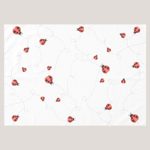 White Watercolor Fluttering Ladybugs Tablecloth