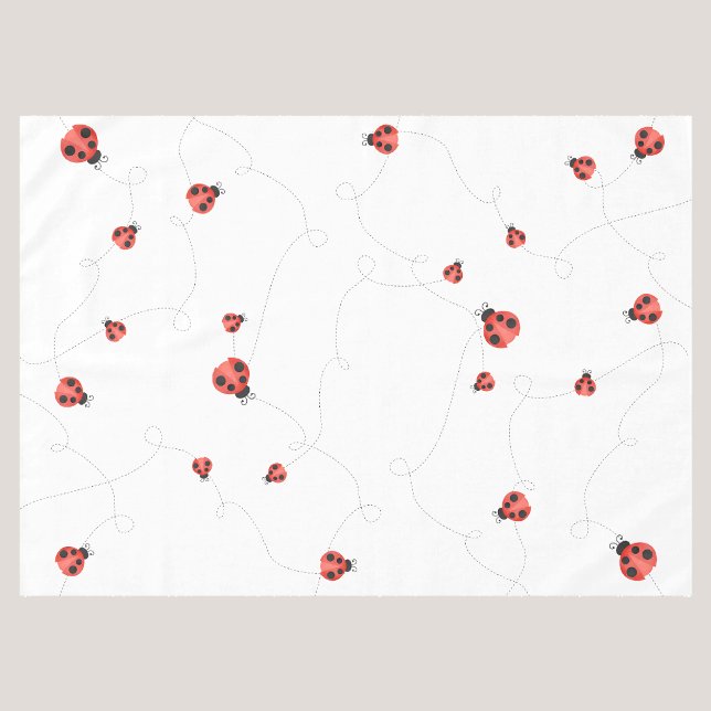 White Watercolor Fluttering Ladybugs Tablecloth (White Watercolor Fluttering Ladybugs Tablecloth)