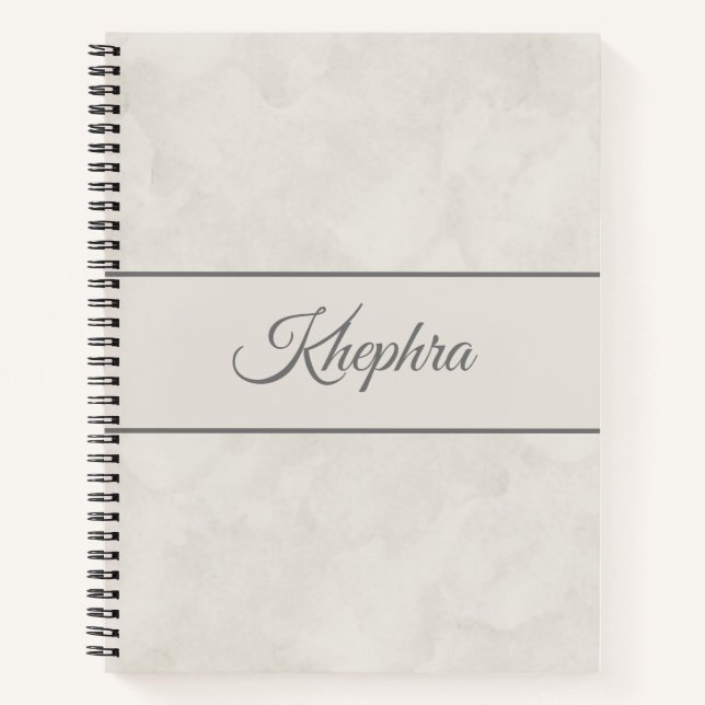 White Watercolor Grey Monogram Name Notebook (Front)