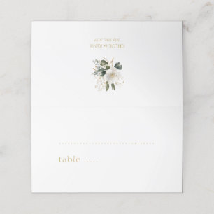 White   Watercolor Imitation Gold Foliage Wedding  Place Card