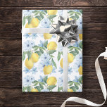 White Watercolor Lemon and Flowers Wrapping Paper<br><div class="desc">Elegant and Sweet Watercolor Lemons and Blue Flower Wrapping Paper. Featuring beautiful elegant watercolor flowers and sweet yellow lemons. Available in many size options. Great for any lemon themed gift,  main squeeze bridal shower's and a variety of various craft projects!</div>