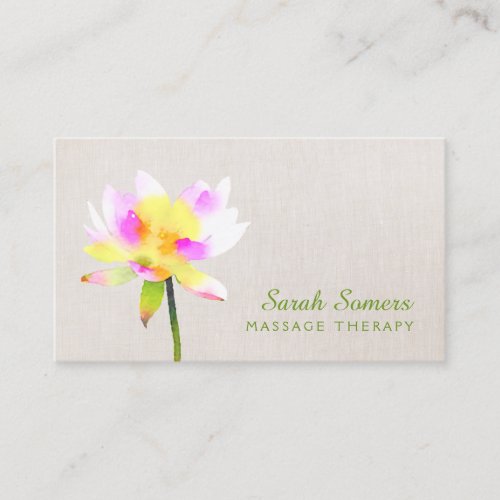White Watercolor Lotus Holistic NaturalHealth Spa Business Card