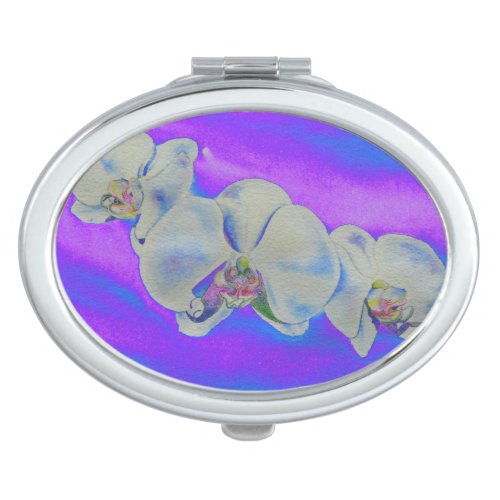 White watercolor Orchid purple Breeze Compact Mirror