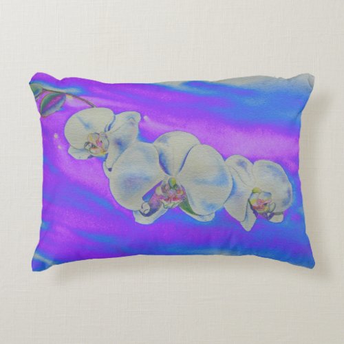 White watercolor Orchid purple Breeze Decorative Pillow