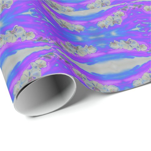 White watercolor Orchid purple Breeze Wrapping Paper