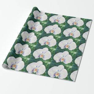 White Watercolor orchid Wrapping Paper