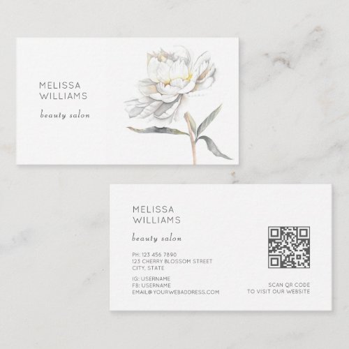 White Watercolor Peony Flower