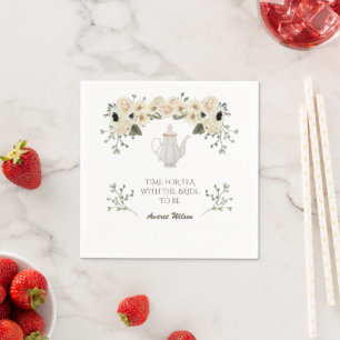 White Watercolor Roses Tea Shower Napkins
