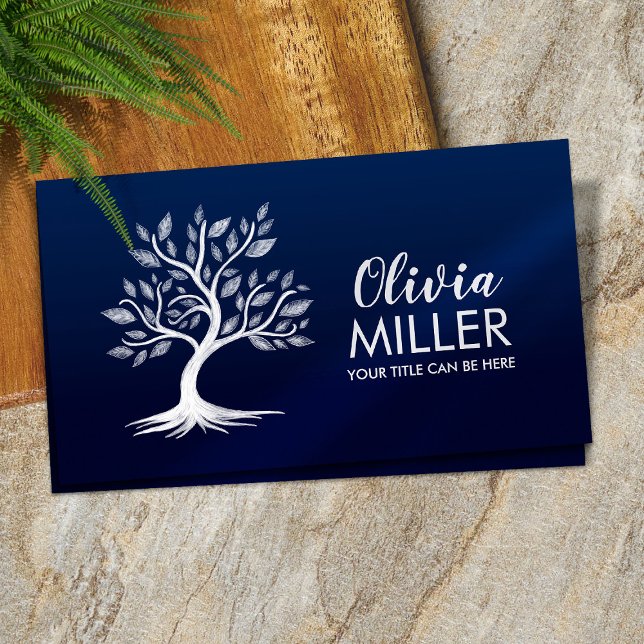 White Watercolor tree Business Card (Creator Uploaded)