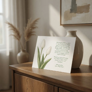 White Watercolor Tulips Funeral Thank You Card
