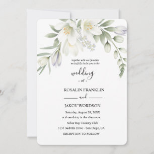 white watercolor wedding invitation