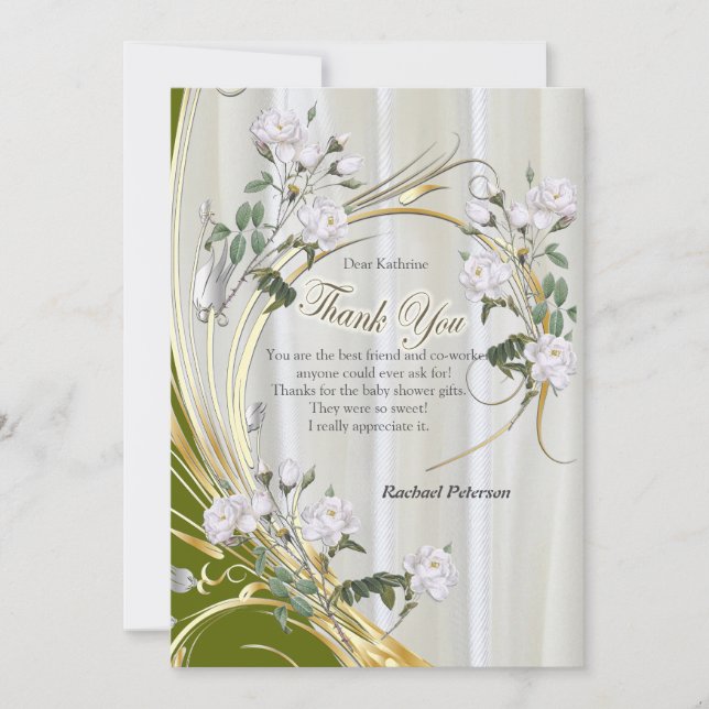 White Watercolour Roses painted on Champagne  Silk (Front)