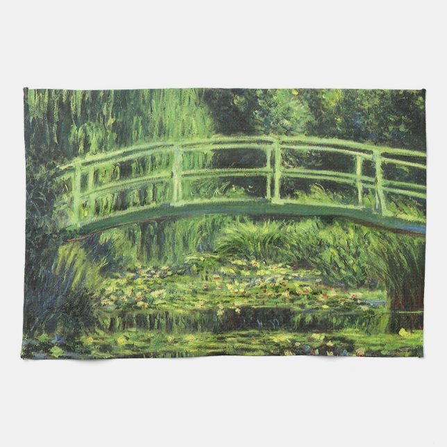 White Waterlilies by Claude Monet, Vintage Art Towel (Horizontal)